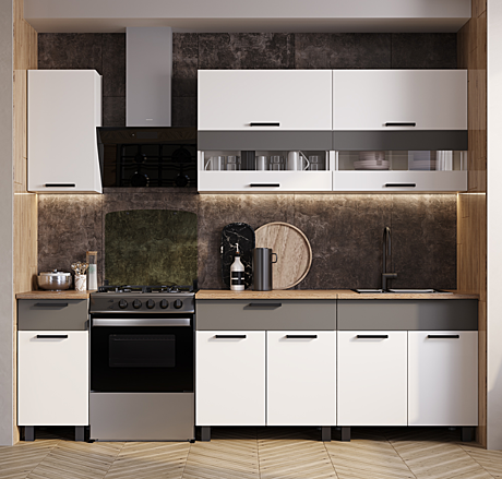 Кухня Монтана 2,0 м белый/графит