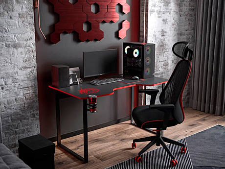 Компьютерный стол КЛ №9.4 (черный/красный)